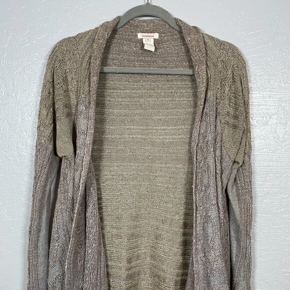 Sundance Women M Green Gray Cardigan Sweater Long Sleeve Asymmetric Open Front - Picture 3 of 8